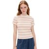 imageVince Womens Striped Short Sleeve Crew TopOat Shell Combo