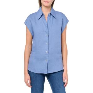 imageVince Womens Cap Sleeve Button Down BlouseAzure Gem