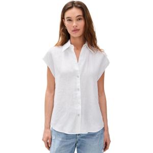 imageVince Womens Cap Sleeve Button Down BlouseOptic White