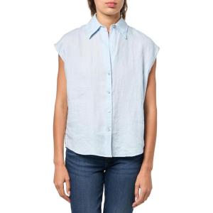 imageVince Womens Cap Sleeve Button Down BlouseSky Mist