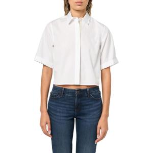 imageVince Womens Short Sleeve Button Down WCanvas TapeOptic White