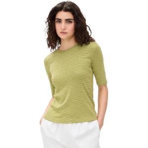 imageVince Womens Striped Elbow Sleeve Crew TeeHerbaria Combo