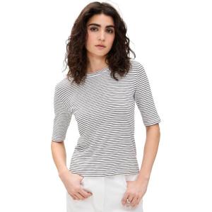 imageVince Womens Striped Elbow Sleeve Crew TeeOff White Combo