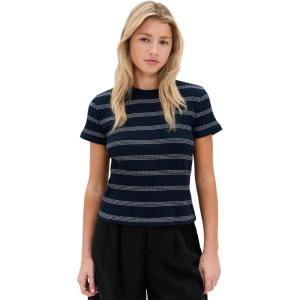 imageVince Womens Striped Short Sleeve Crew TopCoastal Combo
