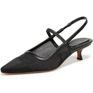 imageVince Womens Venice Pointed Toe Mesh Kitten Heel PumpBlack Mesh FabricLeather