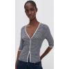 imageVince Womens Microstripe V Neck CardiganOff WhiteCoastal