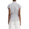 imageVince Womens Ticking Stripe Cap Sleeve BlouseIris SlateOff White