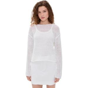 imageVince Womens Coated Cotton PulloverOptic White