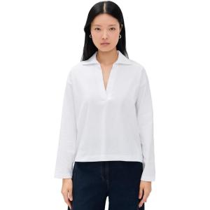 imageVince Womens Easy Long Sleeve PoloOptic White