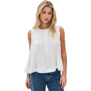 imageVince Womens Pleated ALine Crew Neck TopOffwhite