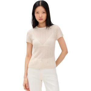 imageVince Womens Waffle Knit CrewWhite Sand