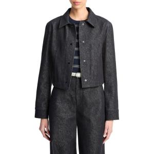 imageVince Womens Cropped Slim Shirt JacketDeep Indigo