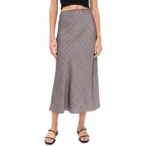 imageVince Womens Pressed Plaid Shaped Hem SkirtMulti Plaid