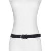 imageVince Womens 1 Inch Flat Ring Belt with Heat CreaseBlack