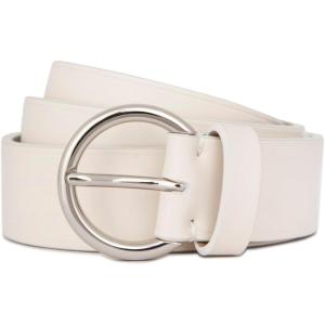 imageVince Womens 1 Inch Flat Ring Belt with Heat CreaseMilk