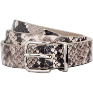 imageVince Womens 1 Inch Flat Snake Print Belt with Metal LoopNatural