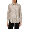 imageVince Womens Micro Check Placed Smocked Long Sleeve ShirtTaupe Multi