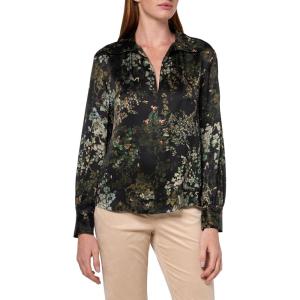 imageVince Womens Grape Vine Placed Smocked LS BlouseBlack Sky