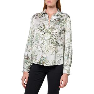 imageVince Womens Grape Vine Placed Smocked LS BlouseCream Fresco