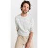 imageVince Mens Brenton Stripe LS CrewCreamOxford Blue