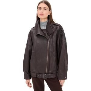 imageVince Womens Leather Oversized Biker JacketDark Fig