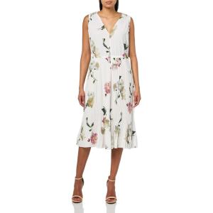 imageVince Womens Wilted Peony Pleated V Nk DressWhite Peony