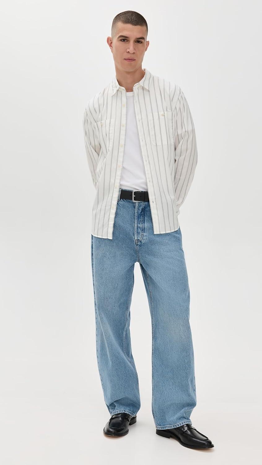 imageVince Mens Sueded Jersey Button Down ShirtOff WhiteSmoke