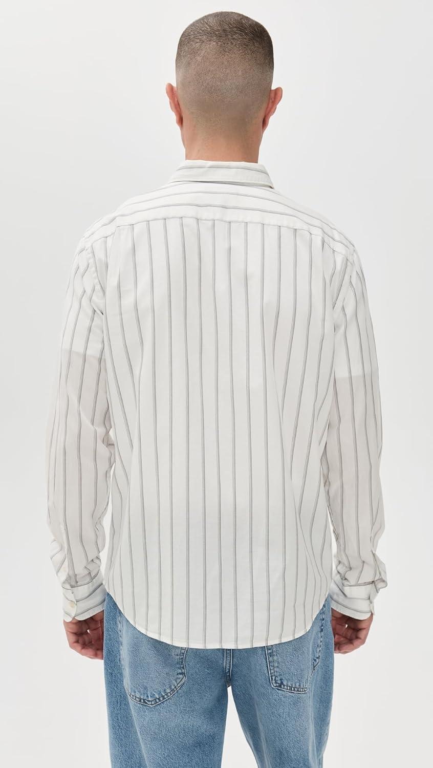 imageVince Mens Sueded Jersey Button Down ShirtOff WhiteSmoke