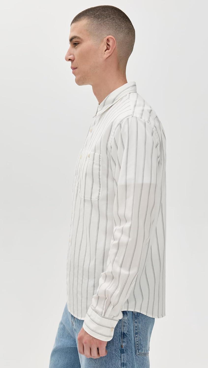 imageVince Mens Sueded Jersey Button Down ShirtOff WhiteSmoke