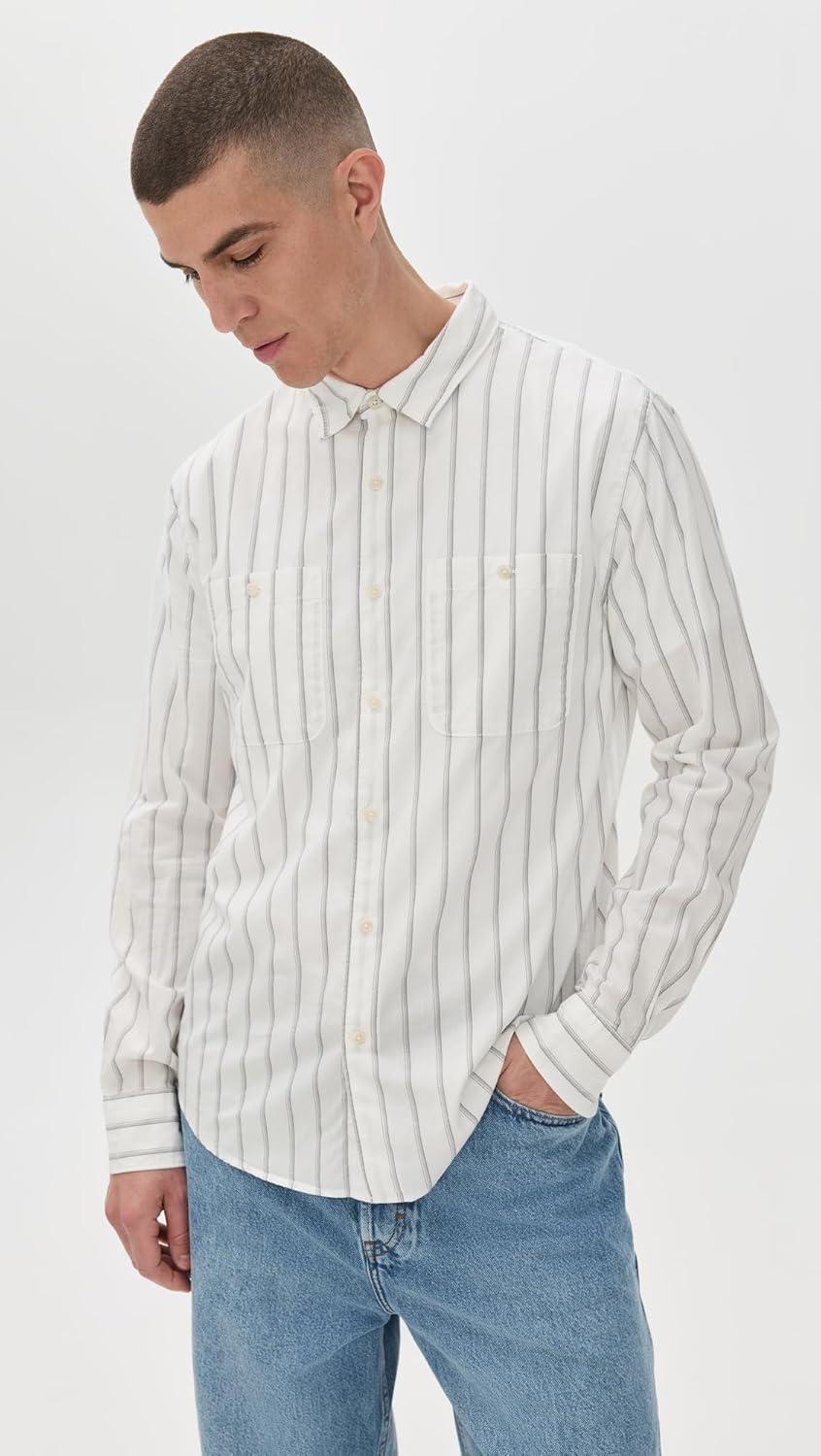 imageVince Mens Sueded Jersey Button Down ShirtOff WhiteSmoke