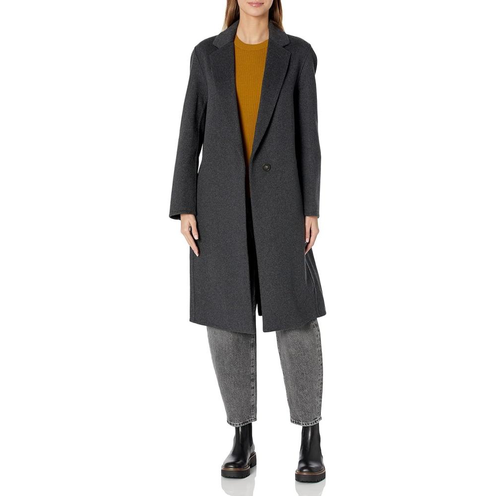 imageVince womens Classic Straight CoatCharcoal