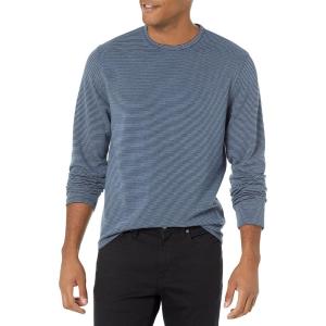 imageVince Mens Dbl Face Feeder Stripe LS CrewCoastalColony Blue