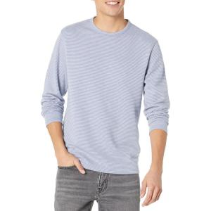 imageVince Mens Dbl Face Feeder Stripe LS CrewColony BlueH White