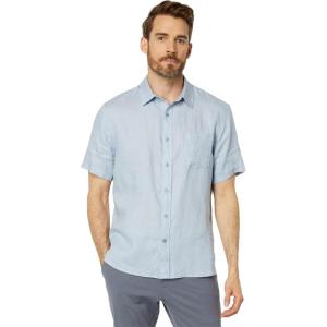 imageVince Mens Linen Short Sleeve ShirtDk Oxford Blue