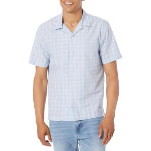 imageVince Mens Mallorca Windowpane SSPorcelain BlueBone