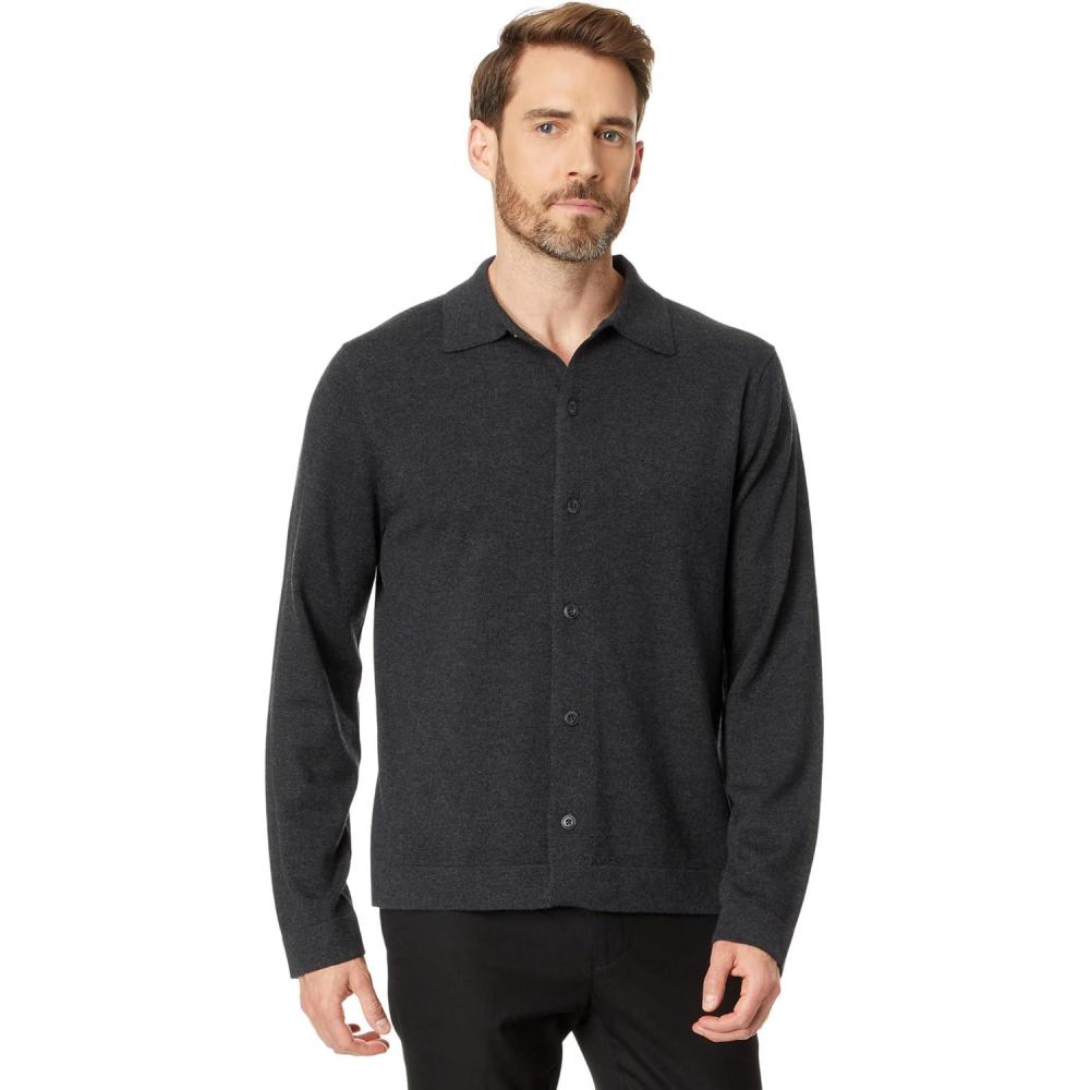 imageVince Mens Merino Button DownH Black