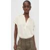image:imageVince Womens Gathered Neck Cap Sleeve Silk BlouseCrme