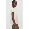 image:imageVince Womens Gathered Neck Cap Sleeve Silk BlouseCrme