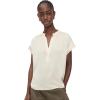 image:imageVince Womens Gathered Neck Cap Sleeve Silk BlouseCrme