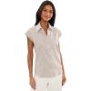 image:imageVince Womens Ticking Stripe Cap SLV BlouseTaupe Wood