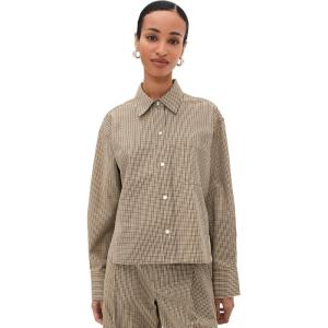 image:imageVince Womens Cropped Button Down ShirtLt Wheatstone Check