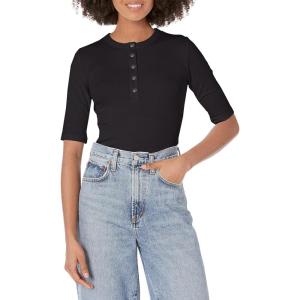 image:imageVince Womens Rib Elbow Sleeve HenleyBlack