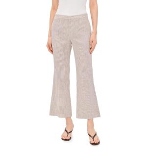 image:imageVince Womens Ticking Striped Crop Flare TrouserTaupe Wood