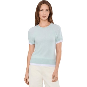 image:imageVince Double Layer Raglan Short Sleeve CrewAqua StoneOptic White