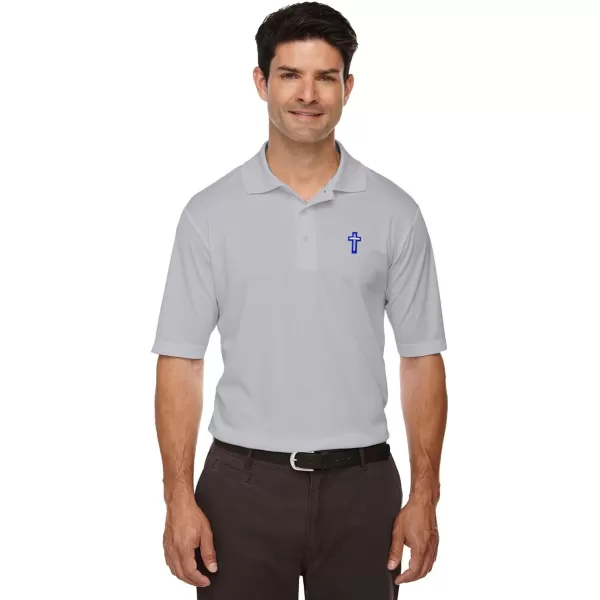 Custom Performance Golf Tees Blue Chaplain Cross Embroidery Polyester