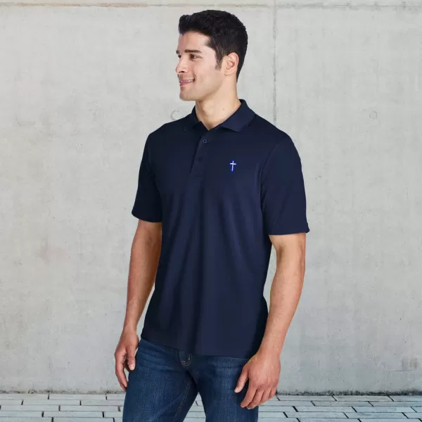 Custom Performance Golf Tees Blue Chaplain Cross Embroidery Polyester