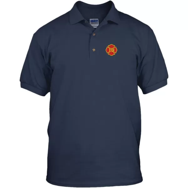 Fd Fire Department Firefighter Embroidery Embroidered Unisex Golf Polo Shirt Navy X-Large
