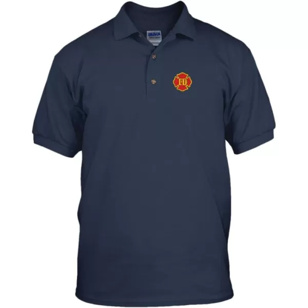 Fd Fire Department Firefighter Embroidery Embroidered Unisex Golf Polo Shirt Navy X-Large
