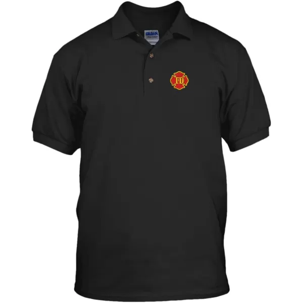 Fd Fire Department Firefighter Embroidery Embroidered Unisex Golf Polo Shirt Navy X-Large