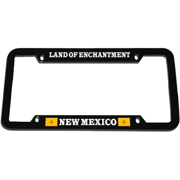 Land of Enchantment New Mexico Zinc Metal License Plate Frame Car Auto Tag Holder - Black 4 Holes